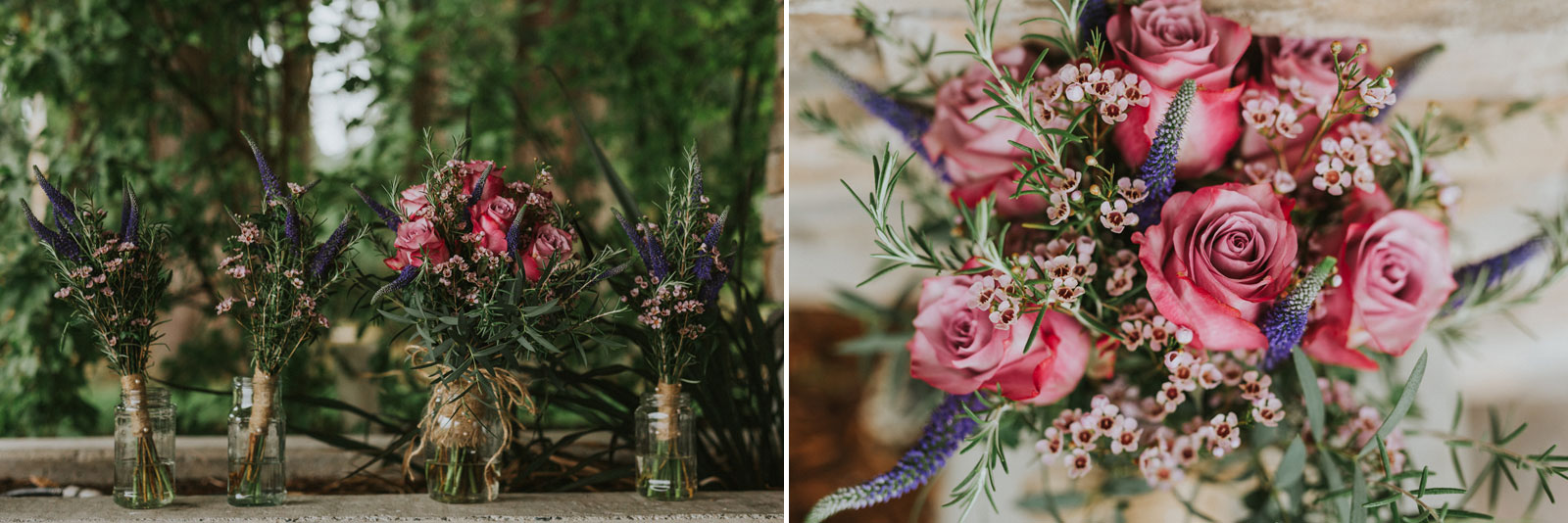 Pink and purple wedding bouquets