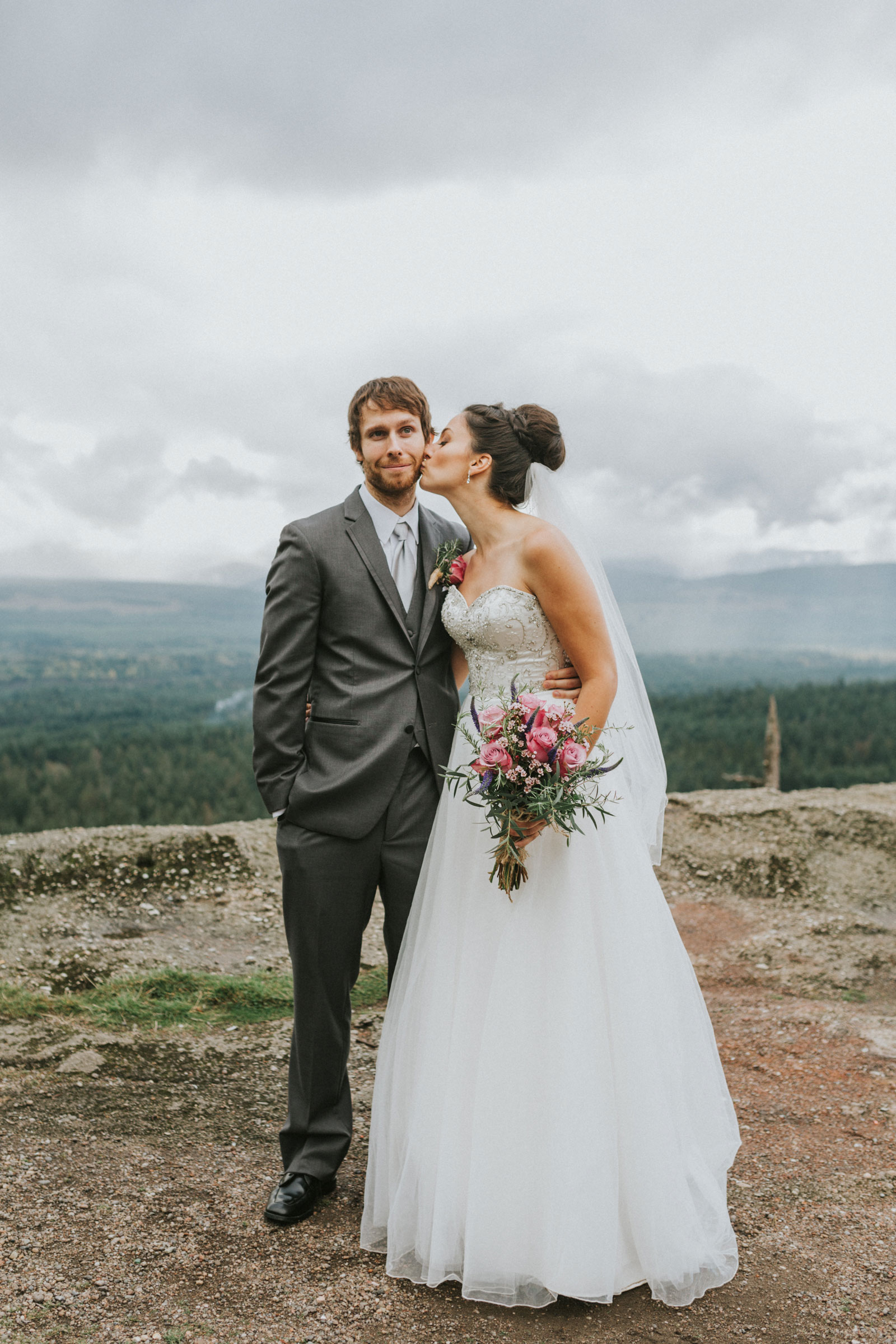 Bride and groom portrait on Little Mountain