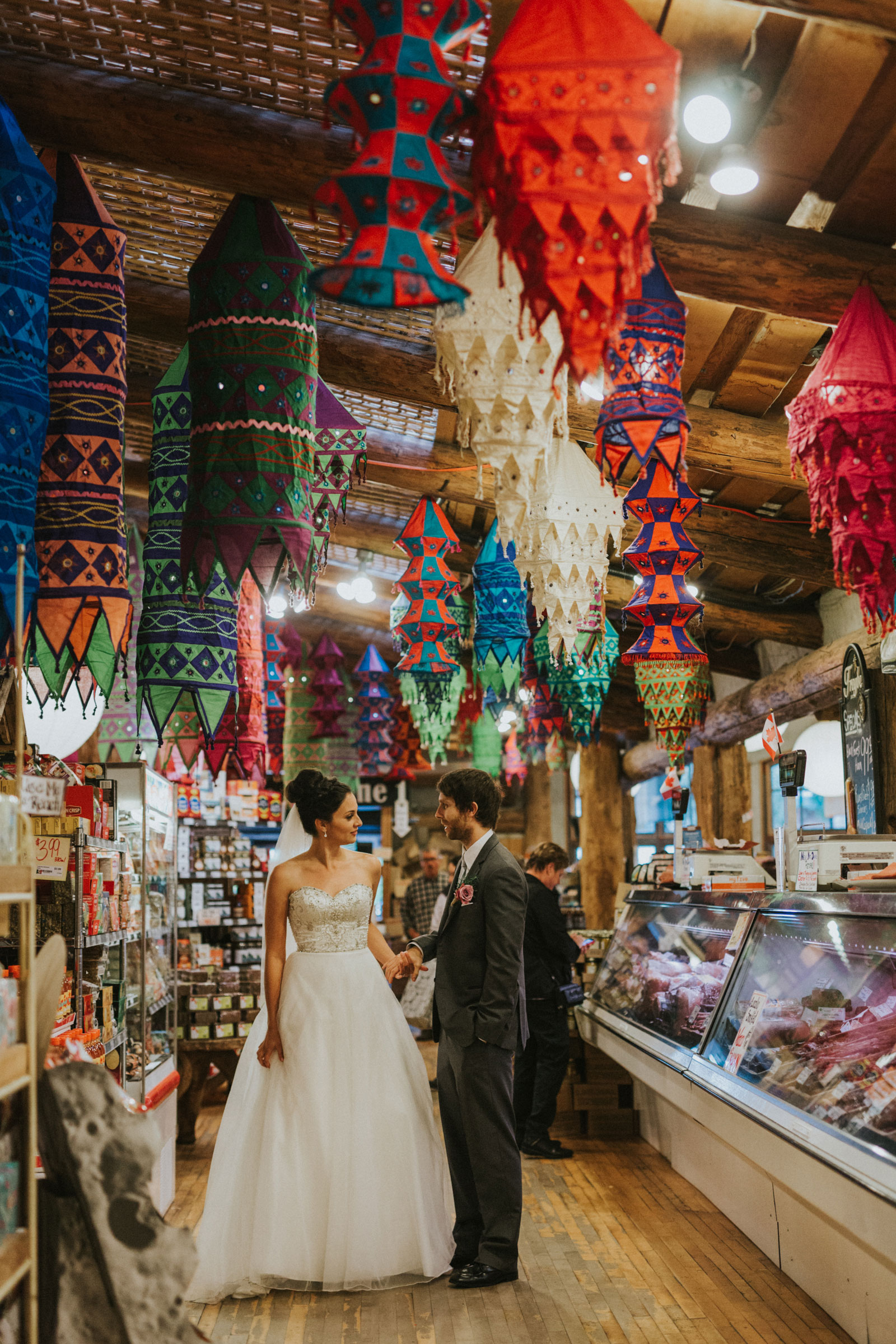 Bride and groom portrait in the Coombs Old Country Market