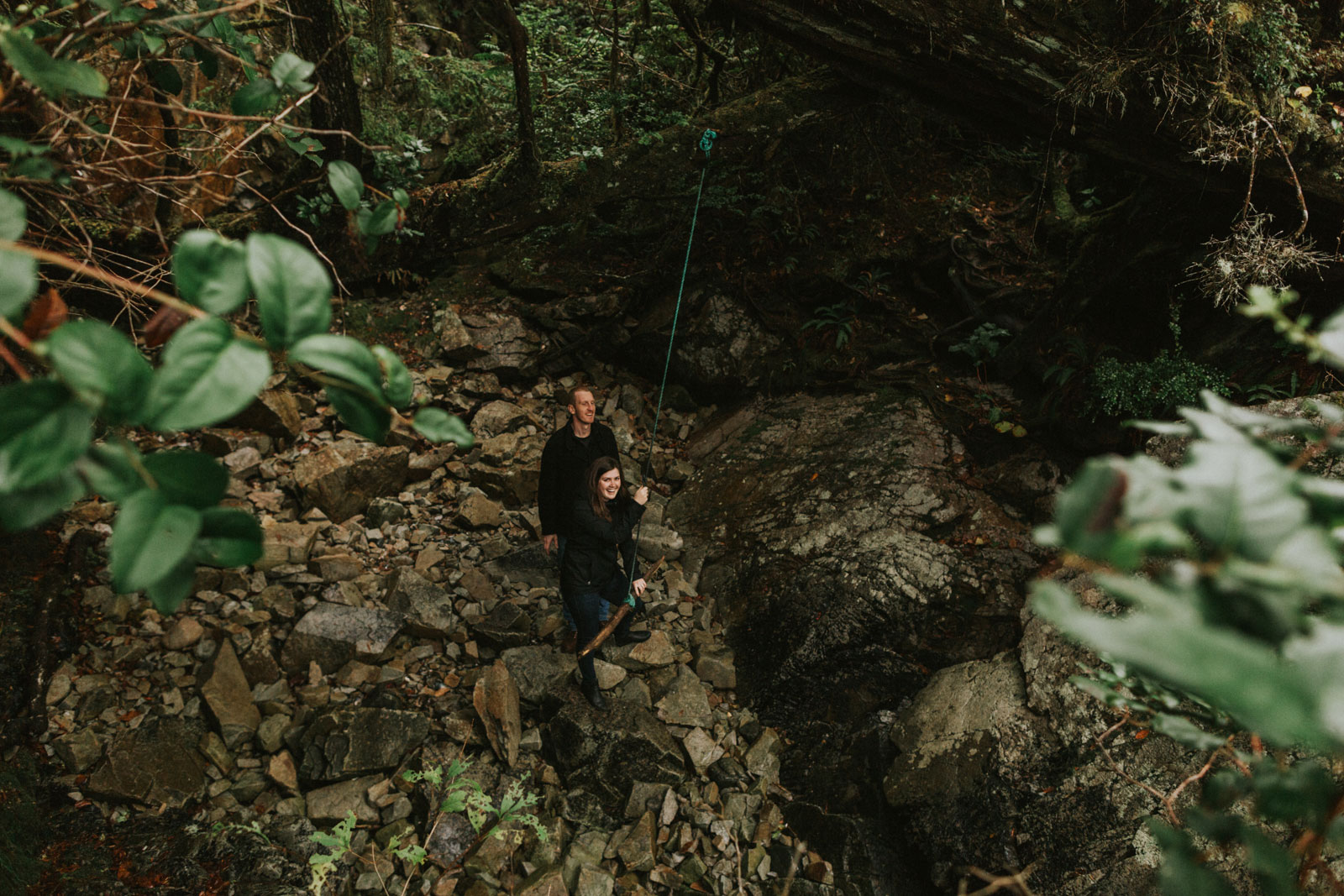 Playing with a rope swing at Tonquin Beach