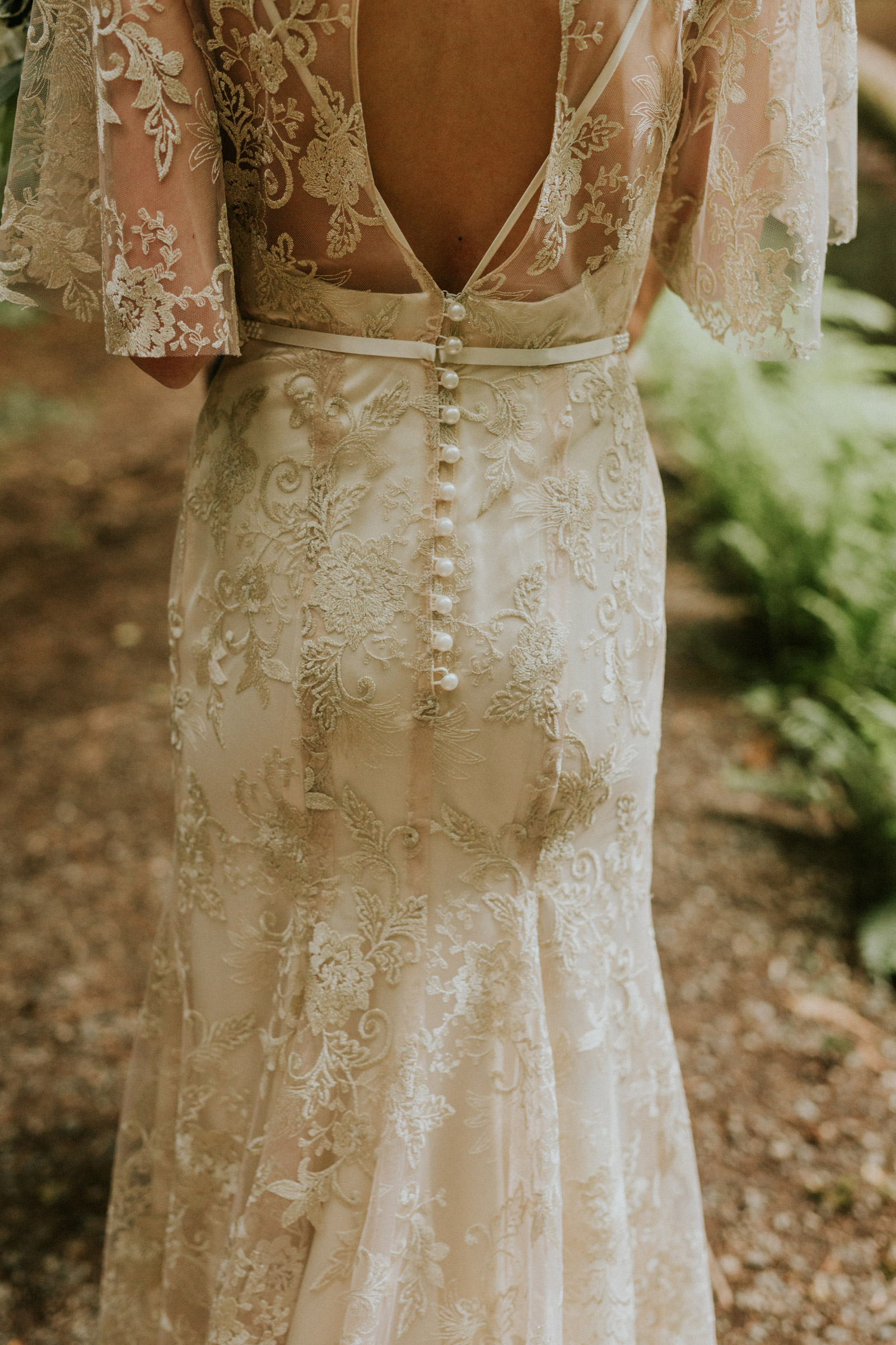 Back of brides wedding dress