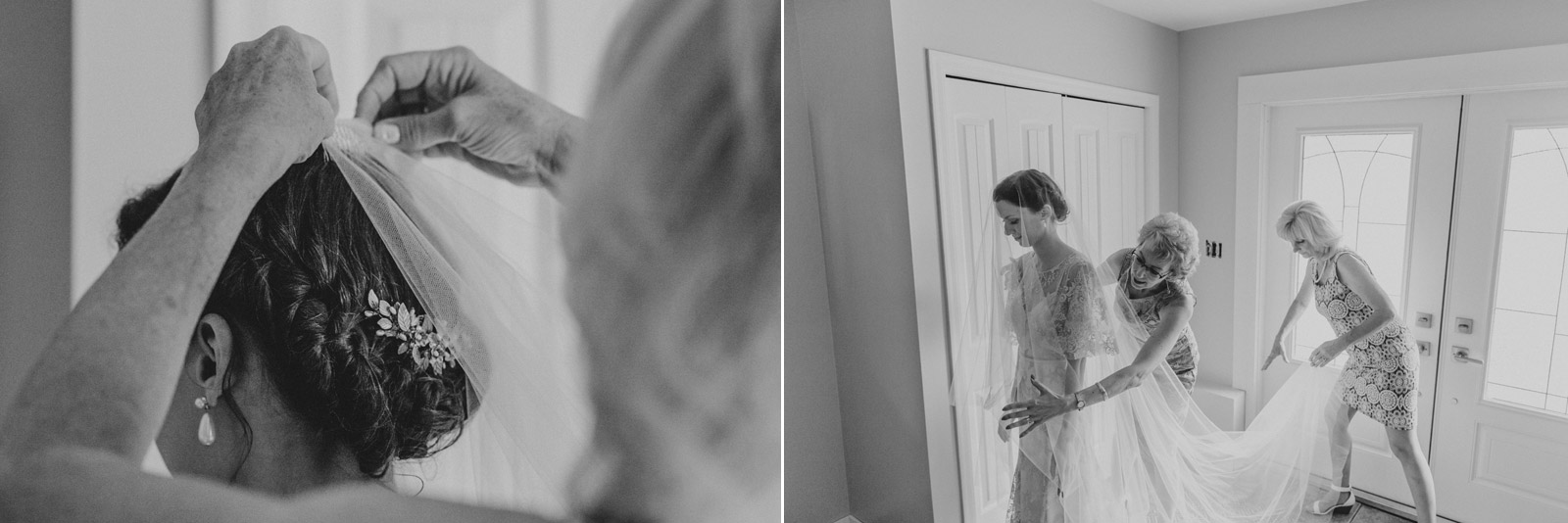Bride getting ready before the wedding ceremony