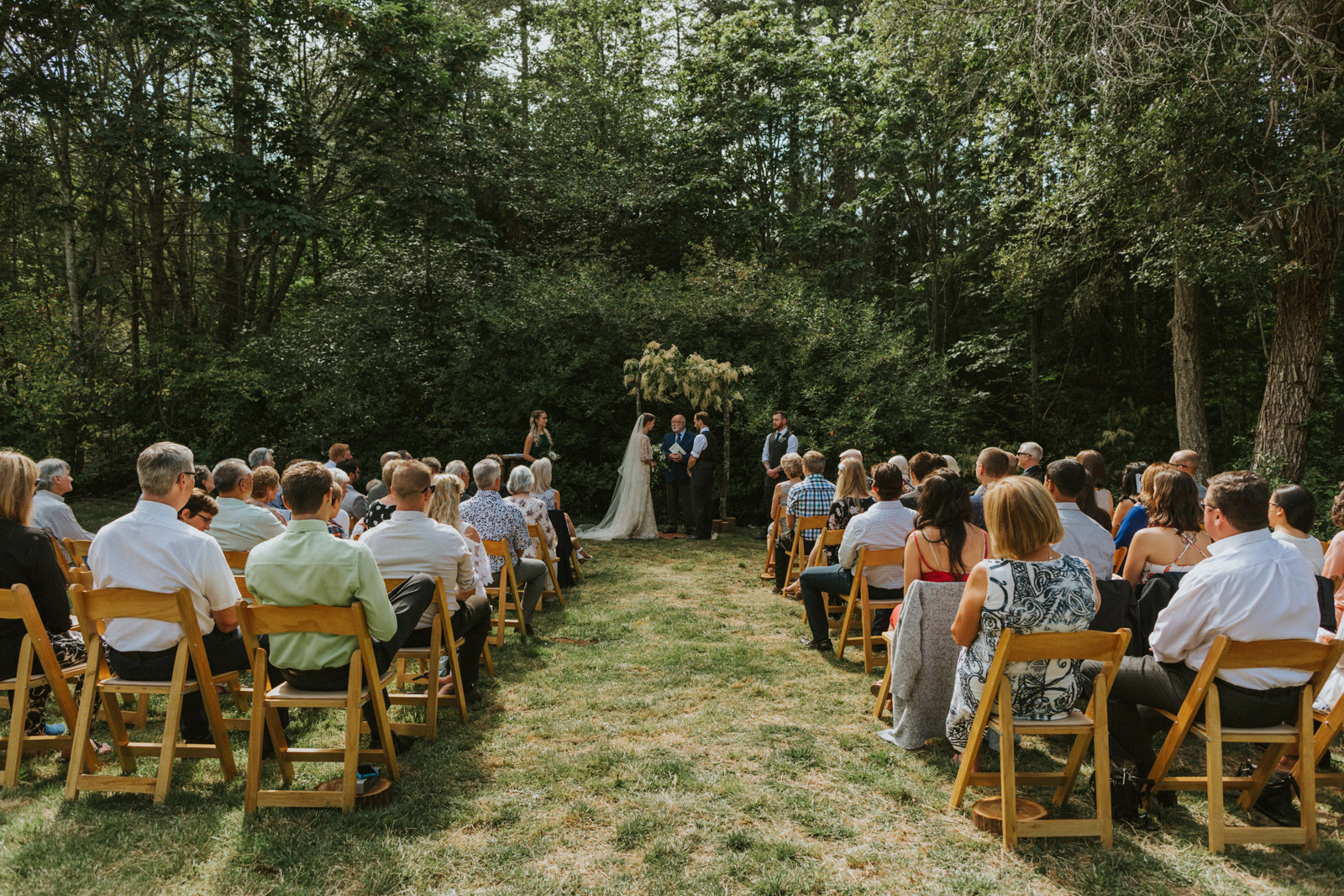 Backyard wedding ceremony in Victoria BC