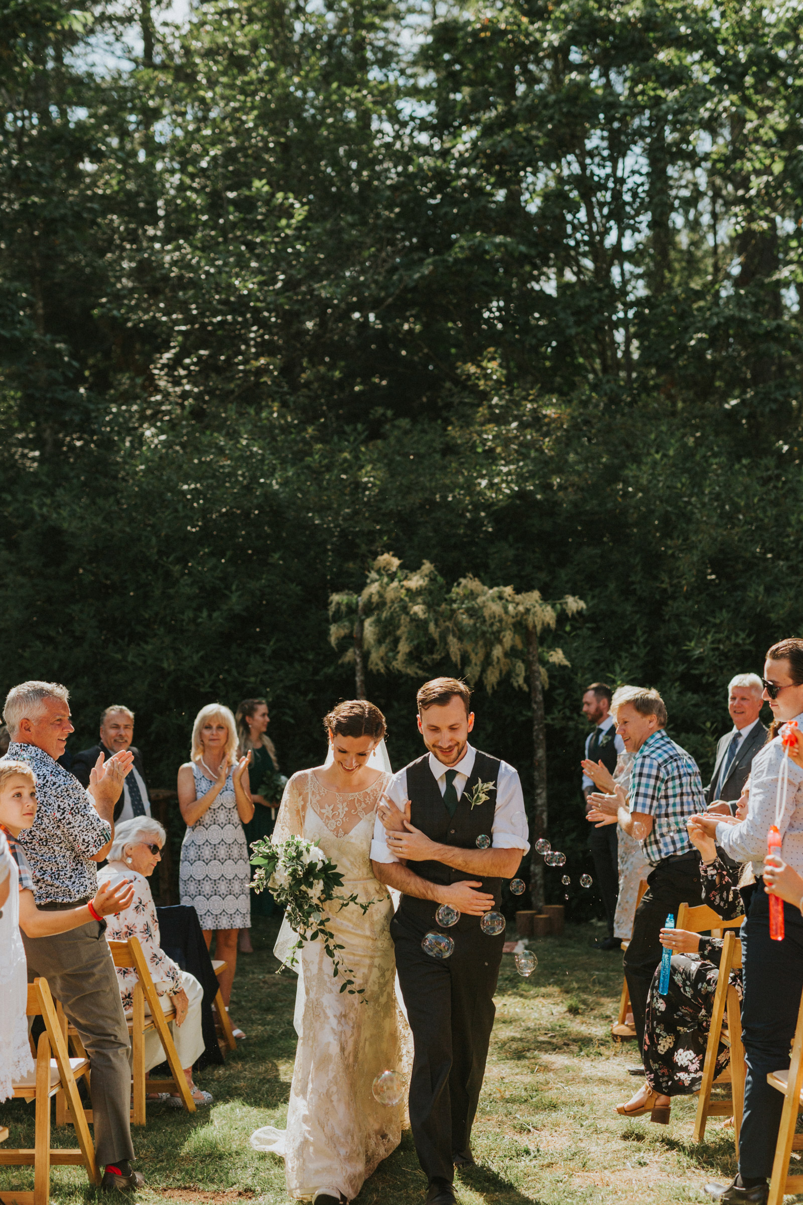 Bride and groom just married