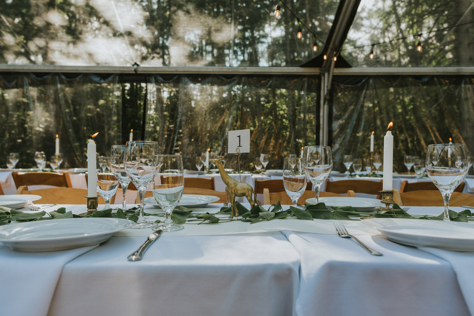 Animal table number holders and brass candle holders