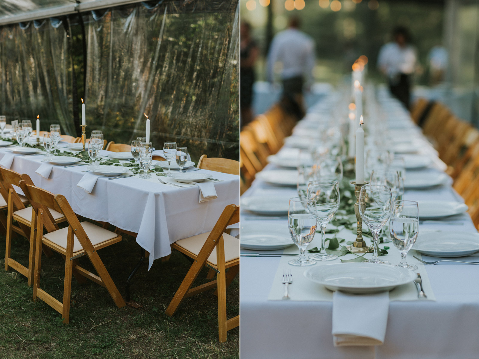 Simple backyard wedding decor harvest table