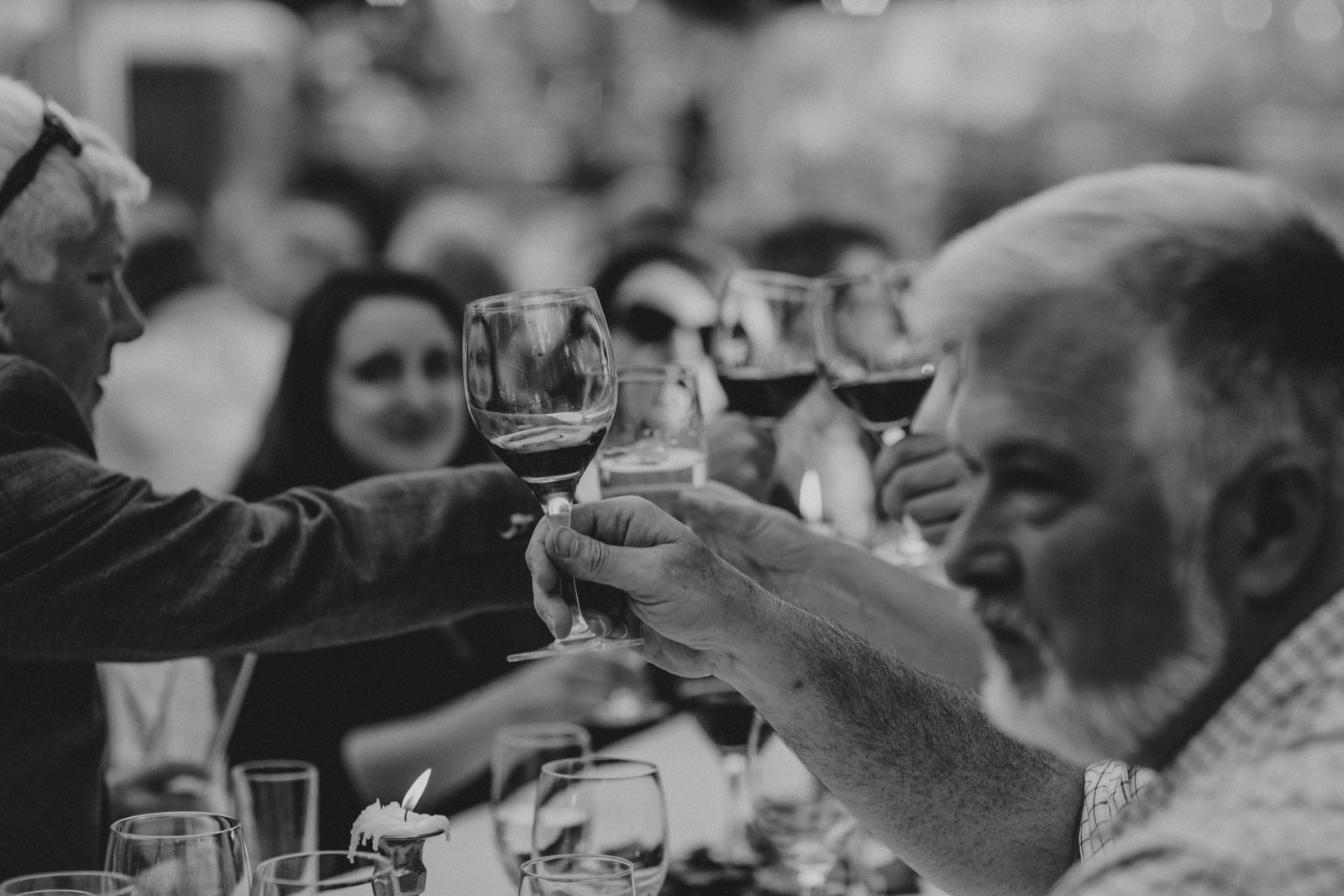 Wedding cheers backyard reception