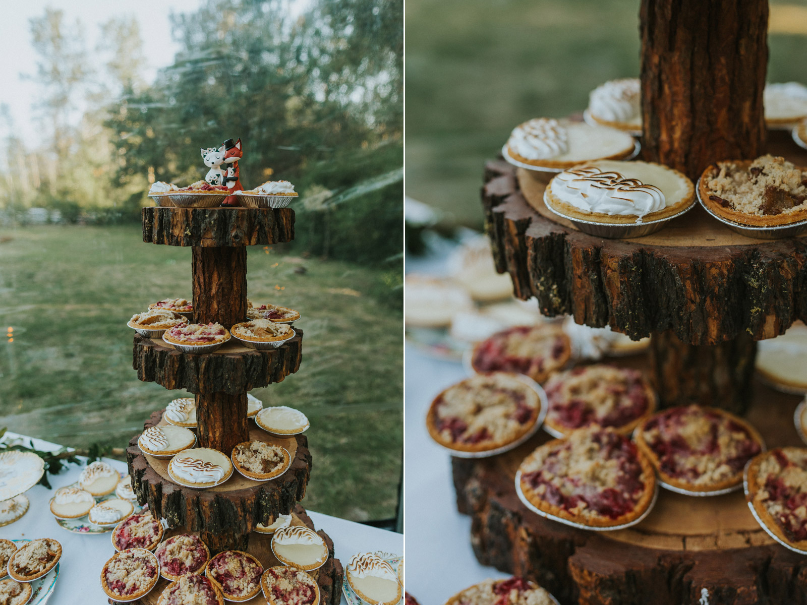 Rustic woodland pie tower