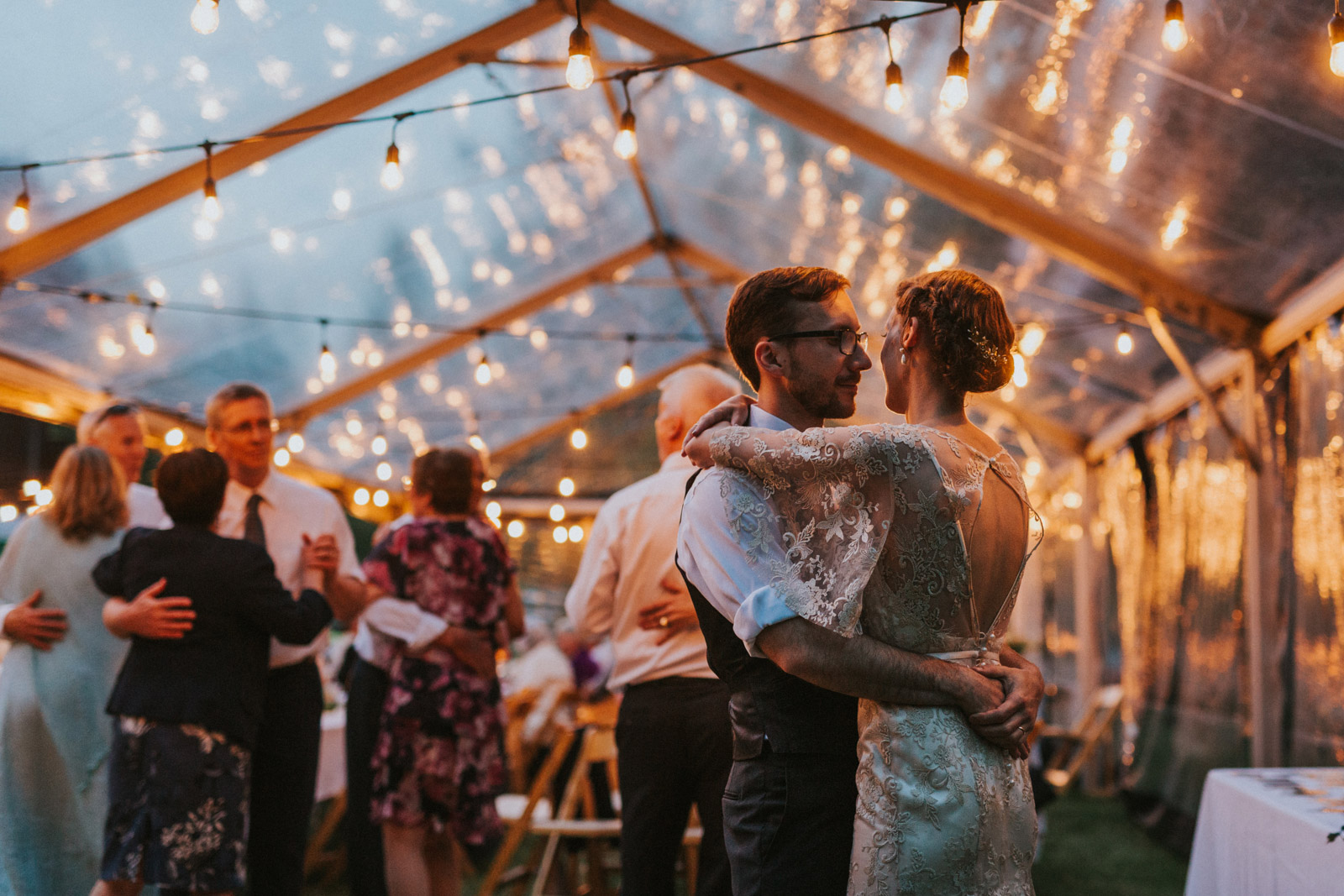 Bride and Groom dancing at wedding reception